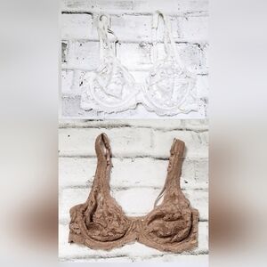 Set Of 2 Jessica Simpson Lace Nude & White Wired Bra